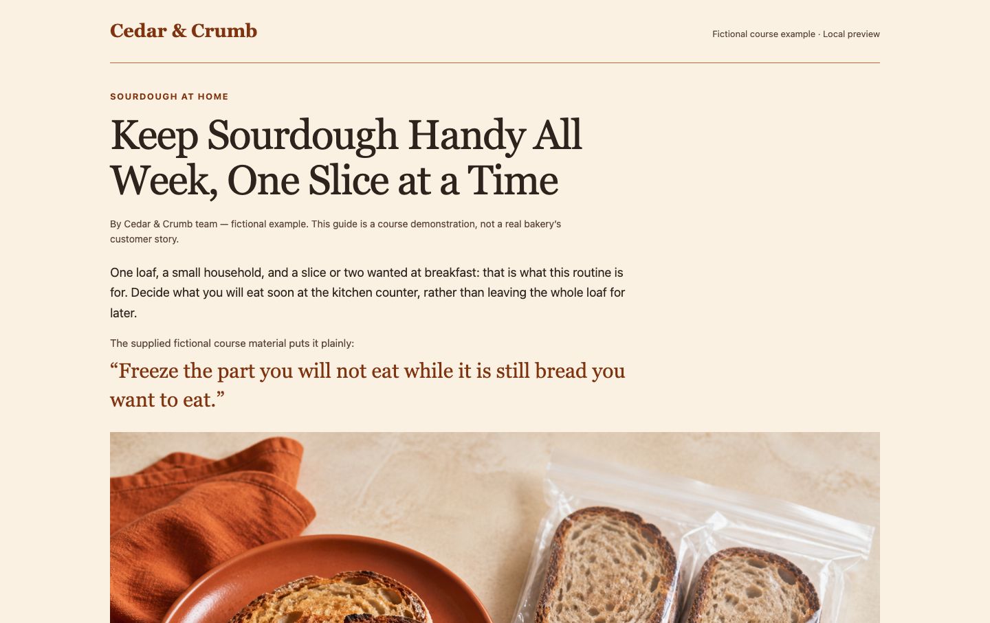 Cedar and Crumb illustrated article