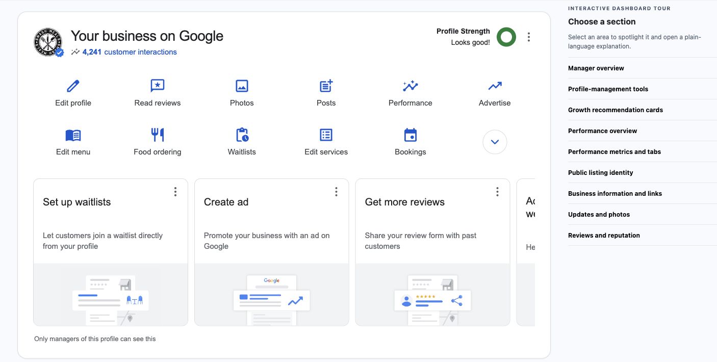 Smash Meals Google Business Profile with the course’s interactive tour