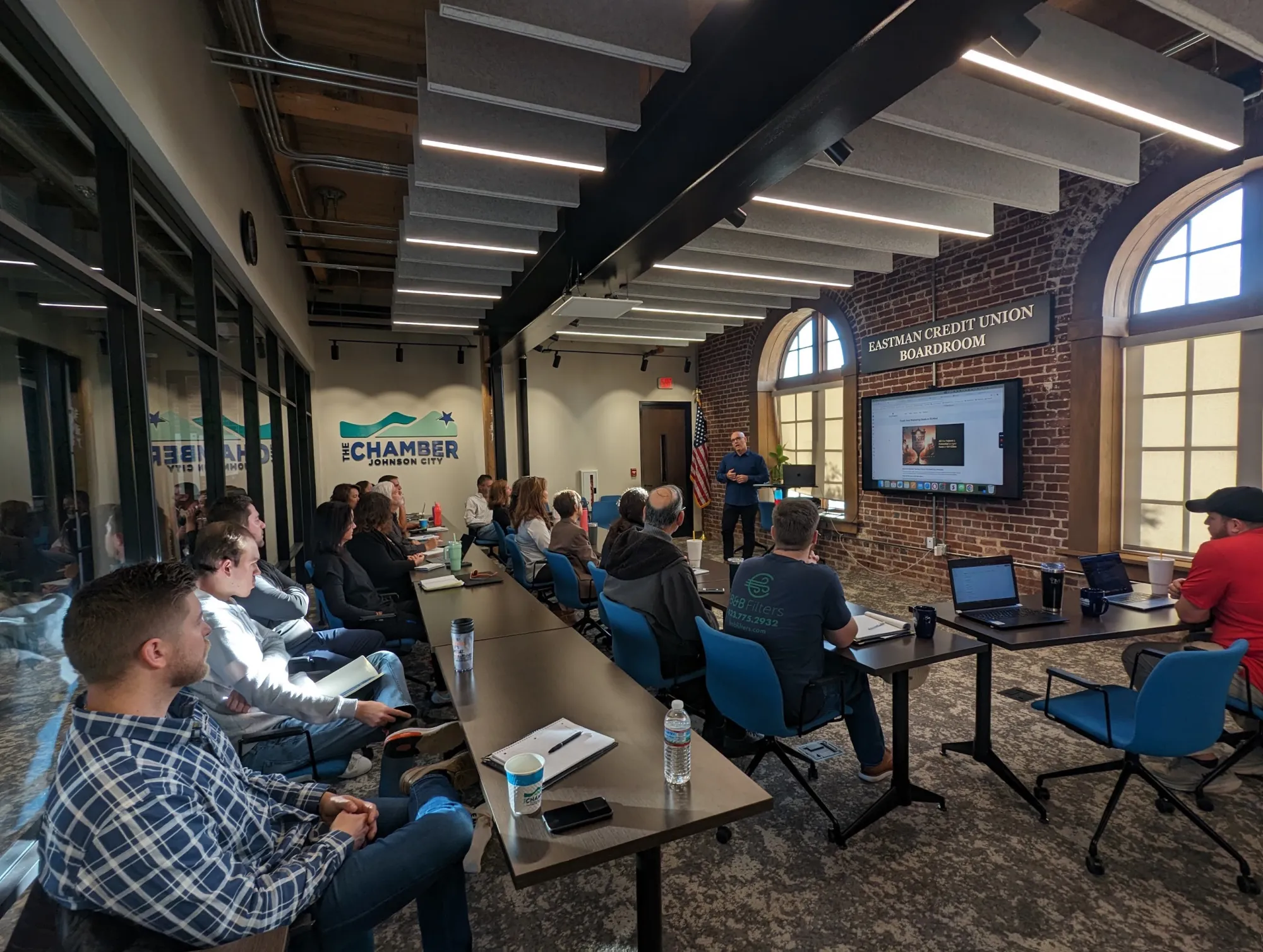 Chamber members at a CloudWise session in the Eastman Credit Union Boardroom at The Chamber, Johnson City