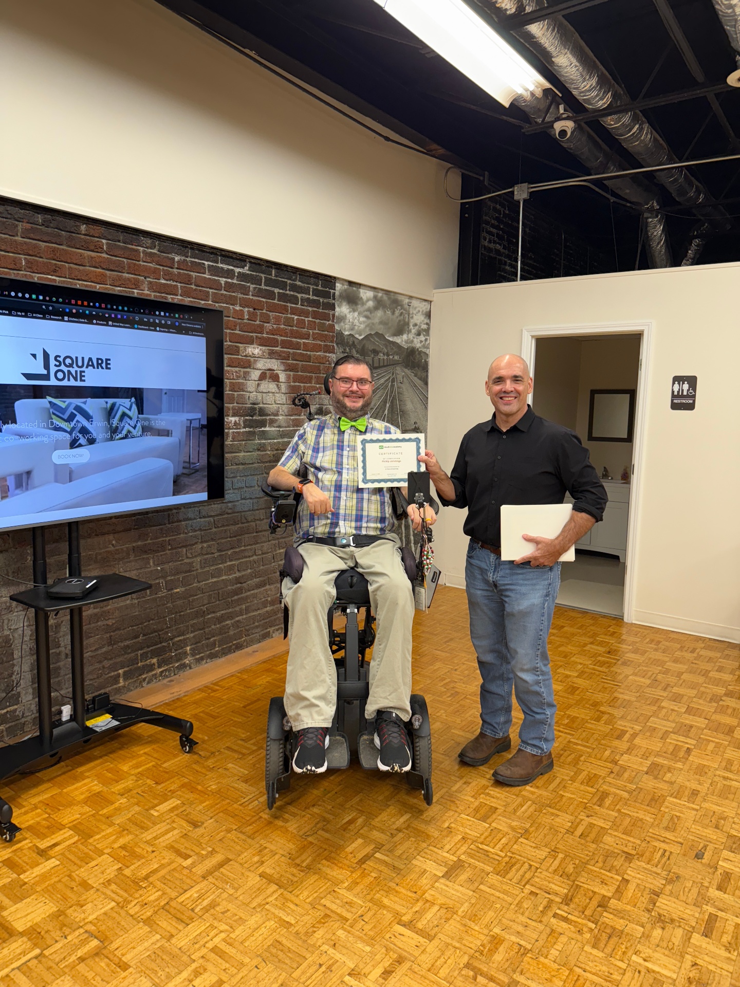 Graduate receiving certificate