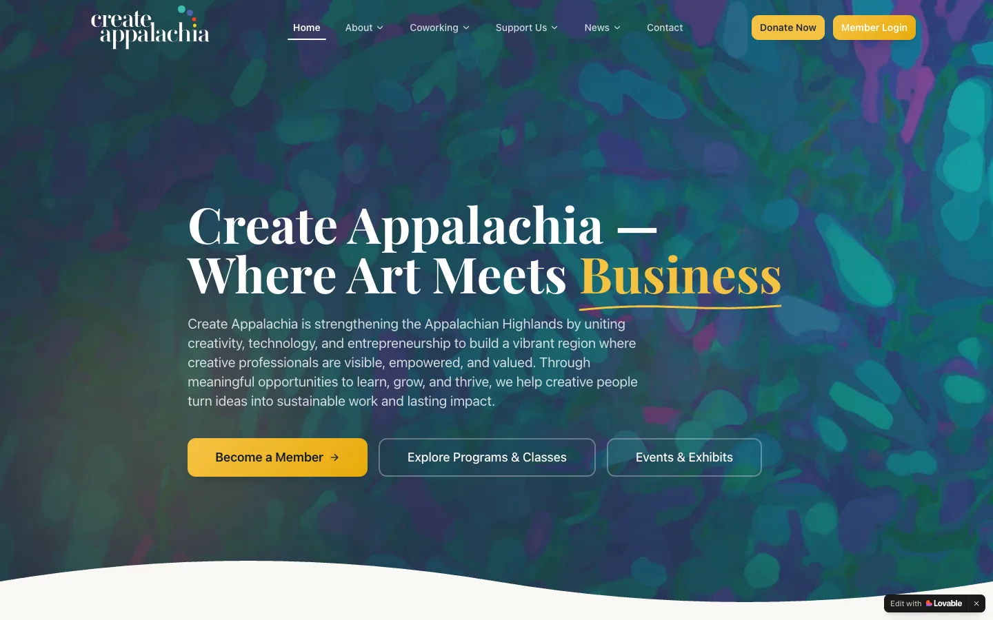 Create Appalachia homepage